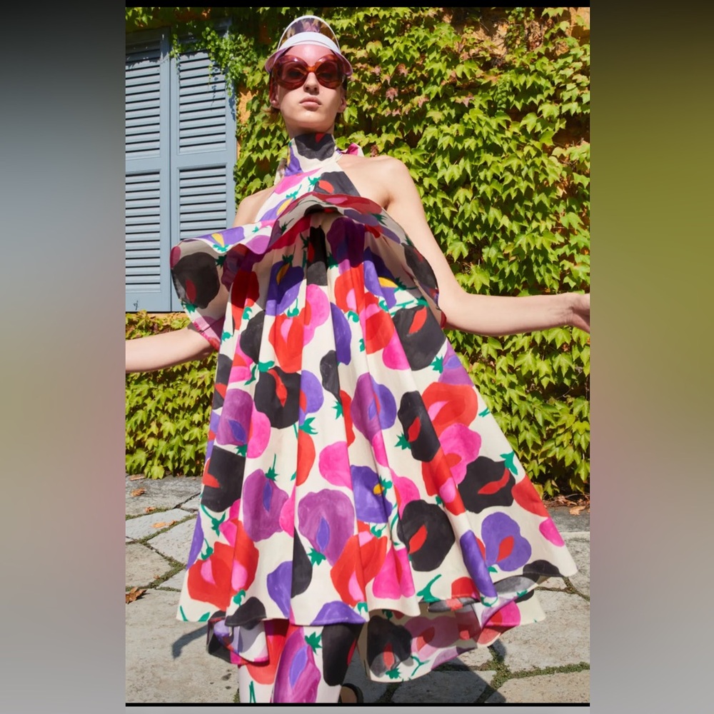 La DoubleJ Floral Multicolor Halter Dress, size L
